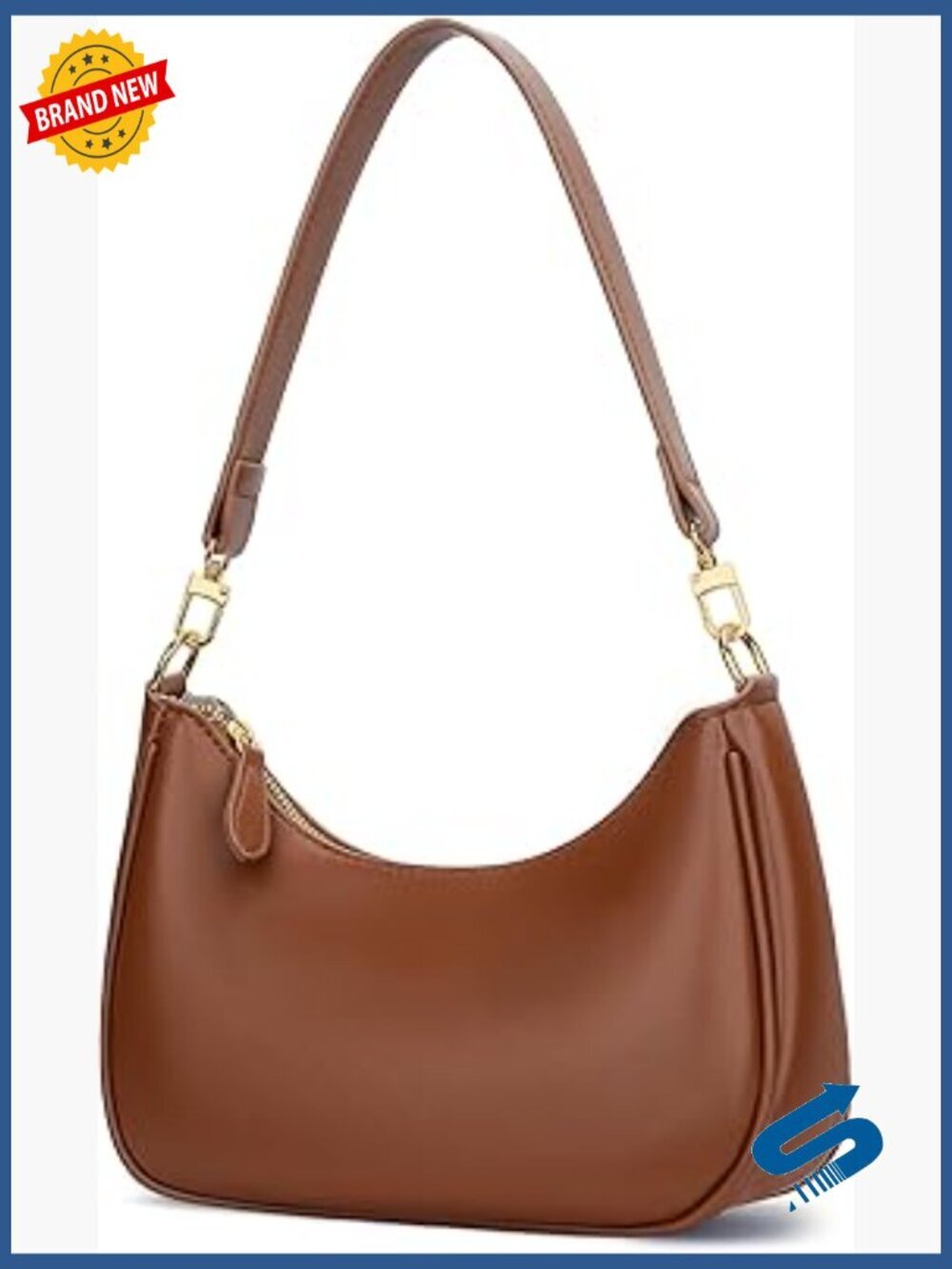 Small PU Leather Shoulder Bag with Removable Straps, 4 Pockets
